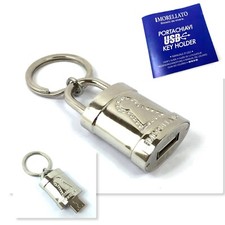 MORELLATO Portachiavi USB 1 GB in acciaio Argento cristalli Strass bianchi