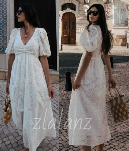 Abito lungo zara con ricamo - lungo,