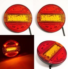 2x Rotondo 12/24V LED Posteriore Luci Camion Camper Trattore Telaio 3 Funzione