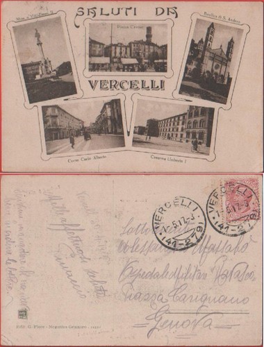 Cartolina saluti vercelli - cartolina,