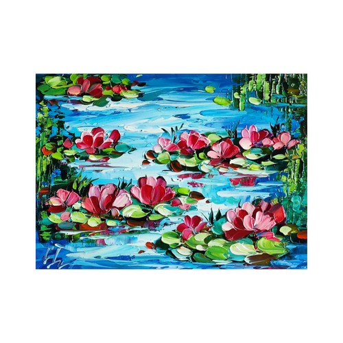 Original oil painting lotus - original,