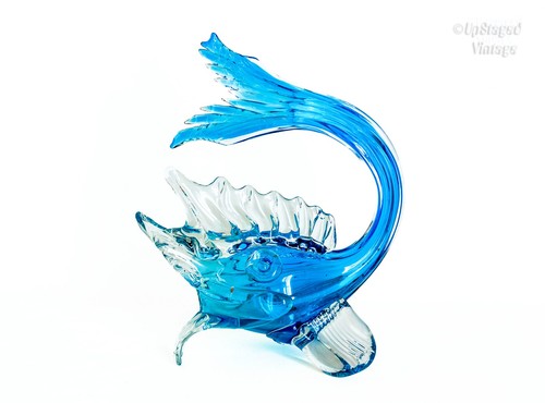 Large blue murano fish - blue, italian