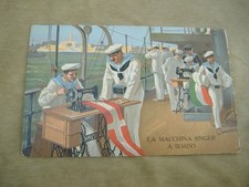 CARTOLINA PUBBLICITARIA ANNI '20 "MACCHINE SINGER", NON VG.,ELENCO NEGOZI MILANO