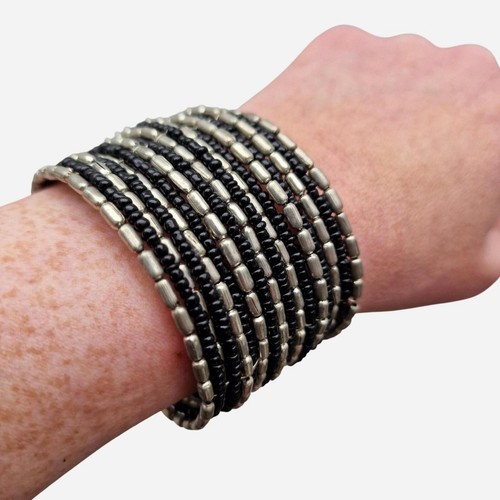 Black and silver beaded wire