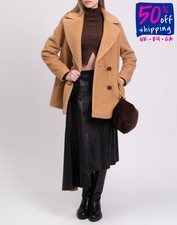 RRP€948 CINZIA ROCCA Cappotto sherpa IT46 US10 UK14 XL misto cammello e lana Lame