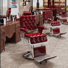 Sedia da Parrucchiere Poltrona da Parbiere Pub Sedia da Barbiere Salone Altezza Regolabile E Rosso