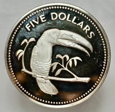 BELIZE -AG/ 5 FIVE DOLLARI