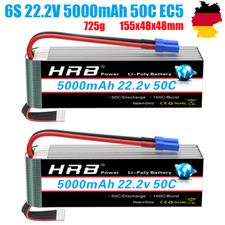 2pcs HRB 6S 22,2V batteria Lipo 5000mAh EC5 per RC auto camion aereo hobby barca