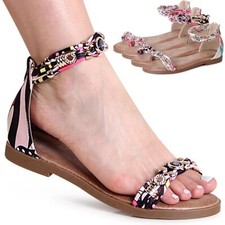 Scarpe Donna Cinturino Sandali Brillantini Comfort Sandaletti Boho Look Estive