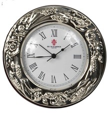 Sveglia in argento sterling 925 massiccio ARTE "SPIGHE E PAPAVERI" / diametro 9x9 GB