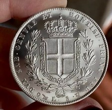 CARLO ALBERTO 5 LIRE 1835 FALSO DA STUDIO FONDI A SPECCHIO DI OTTIMA MANIFATTURA
