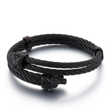 Black wolf cuff - wolf, bangle