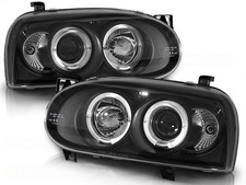 Fari A LED Angel Eyes Per VW Golf 3 91-97 Neri