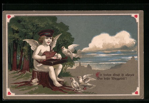 Cartolina angeli come postino - cartolina,