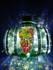 ADDOBBO NATALE LAMPADA VERDE BOTTE IN VETRO GRAPPOLO UVA CON 40 LUCI BIANCHE LED