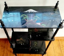 Tavolino Giapponese Anni '50 Laccato Nero Da Restaurare