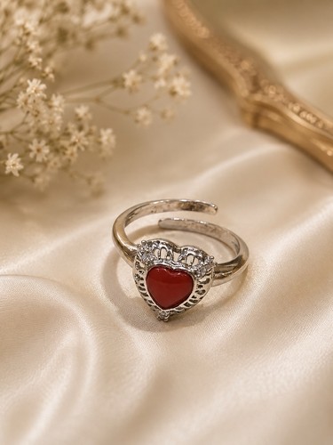 Anello cuore corallo - , rosso