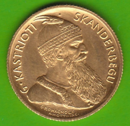 Moneta oro albania franga - moneta,