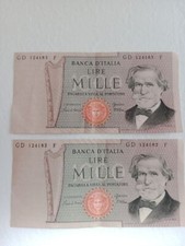 banconote mille lire 1000 lire giuseppe verdi D.L. 26 febbraio 1969