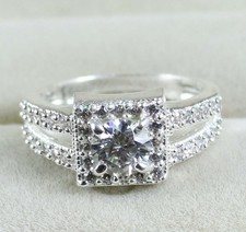 1.33 KT Bianco Diamante Solitario Taglio Rotondo Certificato Uomo Anello Natale