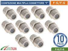CONFEZIONE MULTIPLA 10 PEZZI CONNETTORE ACCOPPIATORE F PER ANTENNA SATELLITARE