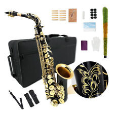 Sassofono contralto nero Eb Flat Sax strumento in ottone con custodia e accessori
