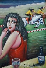 OLIO SU TELA SALVO LOMBARDO "IPPODROMO 2" INTROVABILE TOP QUALITY