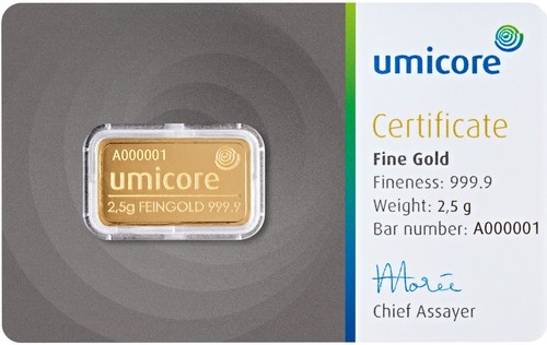 Lingotto oro umicore 5 - lingotto, 2,5