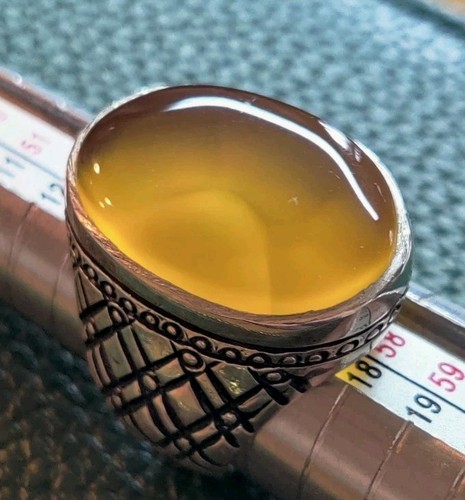 Yellow agate ring natural - yellow,