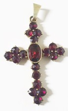 BELLISSIMA CROCE ANTICA IN OTTONE E PROBABILMENTE GRANATE CM.4 X 2,5