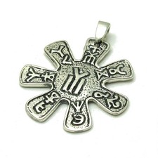 Elegante ciondolo in argento sterling timbrato massiccio 925 vecchio simbolo bulgaro fatto a mano