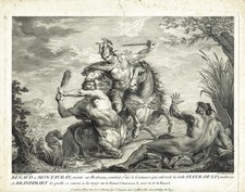 Incisione Originale Rinaldo Centauro Rubicone Orlando Innamorato cm 37,5 x 28,5