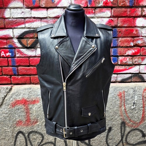 Gilet pelle chiodo smanicato