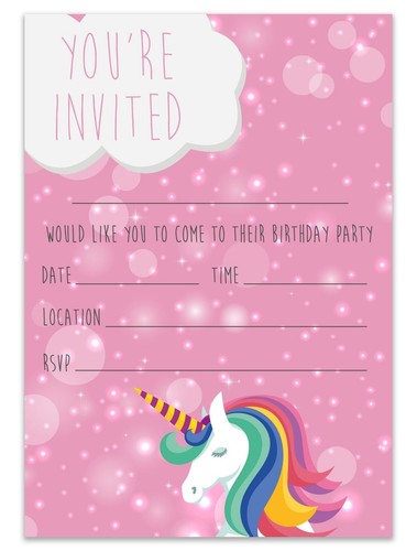 Inviti festa tema unicorno