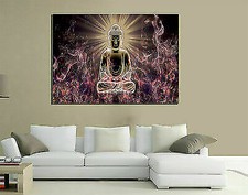 QUADRI MODERNI XXL TELA CANVAS BUDDHA RELIGIONE BUDDISMO ARREDO LIVING 200X125