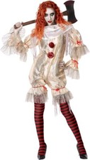 Costume Clown Assassina Pagliaccio Donna Vestito Horror Halloween Carnevale