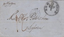 MTM364 1860 LETTERA TRANSATLANTICA NON PAGATA DAGLI STATI UNITI ALLA SARDEGNA SAN GLASGOW INMAN