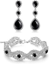 SPLENDIDO Set Orecchini Bracciale Tennis Cristallo Strass Placcato Argento