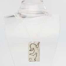 Collana Con Pendente Rettangolare In Argento Sterling Vintage Fatta A Mano OOAK