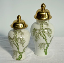 COPPIA DI BELLISSIMI VASI IN PORCELLANA E OTTONE MARCATI ANCAP SONA VERONA