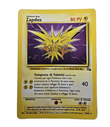 Pokemon zapdos set fossil rara - zapdos,