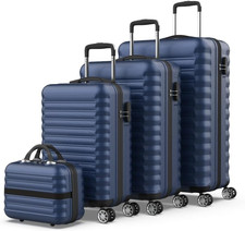 - Set Di Valigie 4Pzs (53/63/75Cm) E Borsa Da Toilette Blu Navy, ABS Resistente,