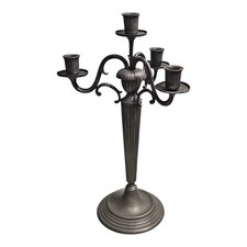 Grande Candelabro Portacandele in Peltro a 4 Fiamme - Stile Neoclassico - H 45 c