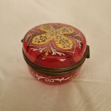 Scatola vetro decori smaltati floreali Chiusura Metallo - glass box art nouveau