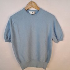 T-shirt Ballantyne in puro cashmere colore azzurro taglia 42 da donna