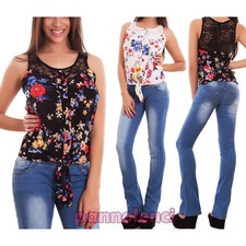Maglia donna top fiori fiocco
