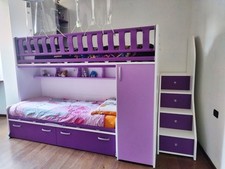 Cameretta con soppalco Bambini 2 letti Più Armadio Scorrevole