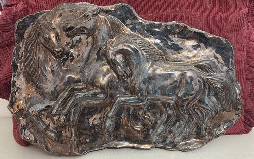 Placca ceramica cavalli - placca, in