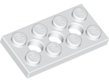 10x Lego® Parts Used 3709BTechnic Plate 2x4 With 3 Holes (10188 10274) White
