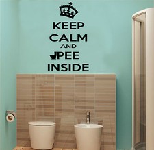 WALL STICKERS MURALI Keep calm Pee Inside adesivo bagno Toilet muro parete frase